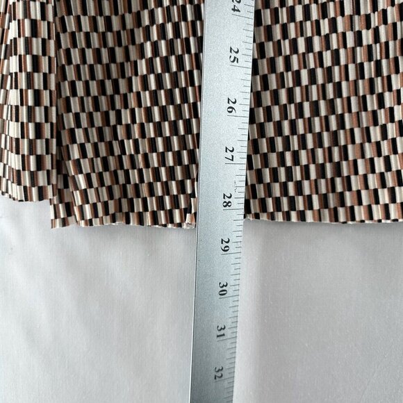 H&M Top Womens Size M Geometric Textured Jersey Button Front Long Sleeve Brown - Picture 12 of 12